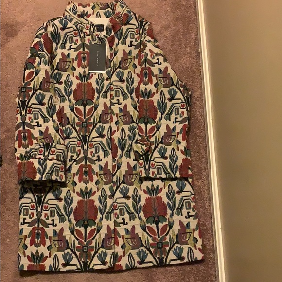 Zara native America print  Pea Coat - Picture 1 of 7